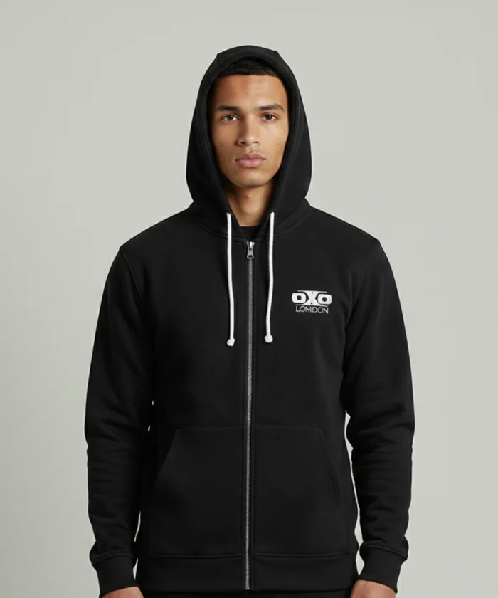 Black Bonded Full Zip Hoodies