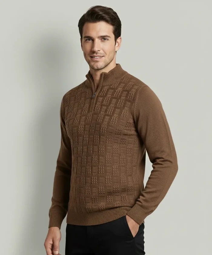 Half Zip Sweater - Brown