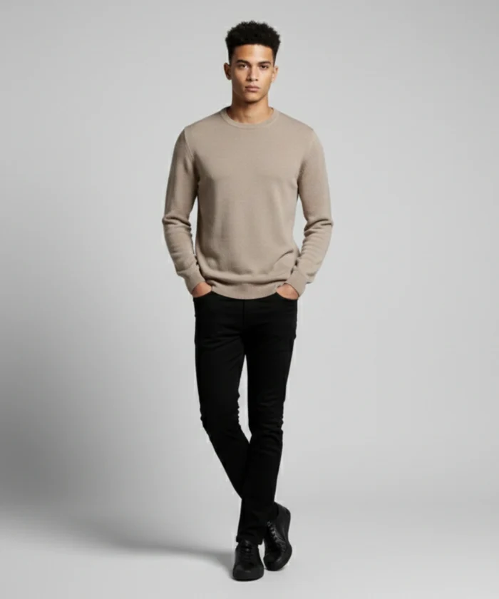 Beige-Sand  crew neck pullover