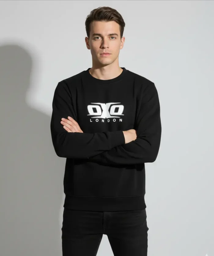 Men’s Premium Crew Neck Sweatshirts Printed Black Casual Wear