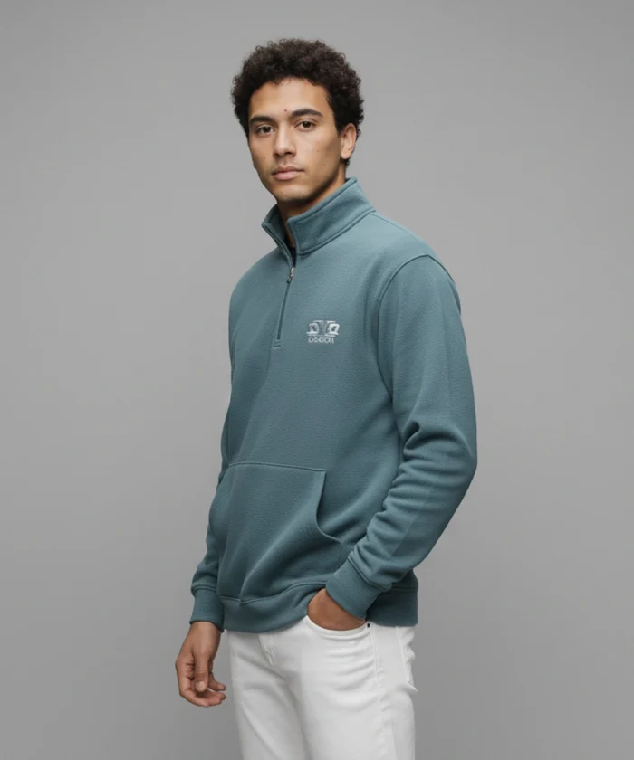 Classic Teal Half Zip Hoodie