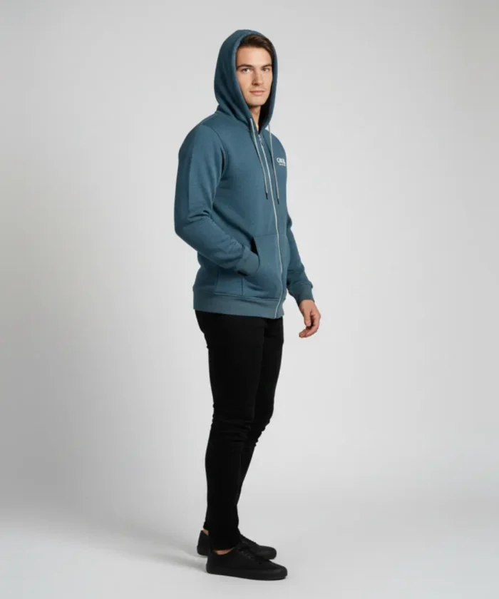 Teal Blue Bonded Full Zip Hoodies