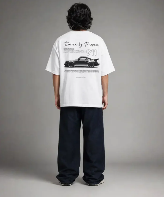 Men’s Oversized White T-Shirt – Premium Cotton Printed  Streetwear Tee 911