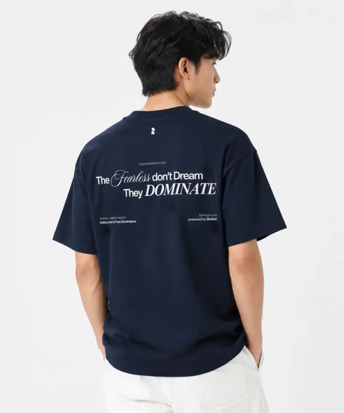 Men’s Oversized NavyBlue T-Shirt – Premium Cotton Printed  Streetwear Tee (dominate)